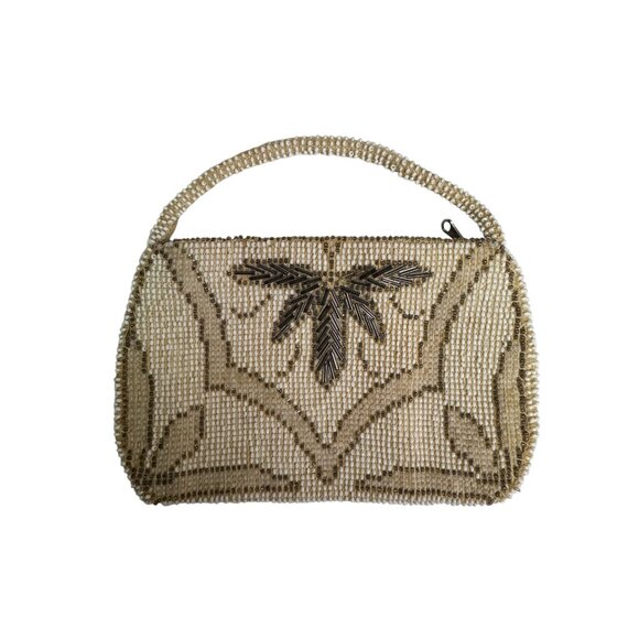 Vintage Beaded Evening Bag With Intricate Design & Handle - Picture 6 of 9